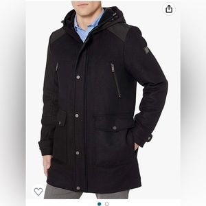 Kenneth Cole Men's Coat X-Large Regular Mixed Media Hooded